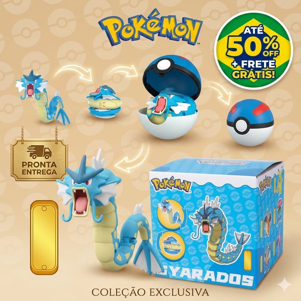 Gyarados Pokémon Figura de Ação Transformável Super Detalhado - Frete Grátis Colecionador