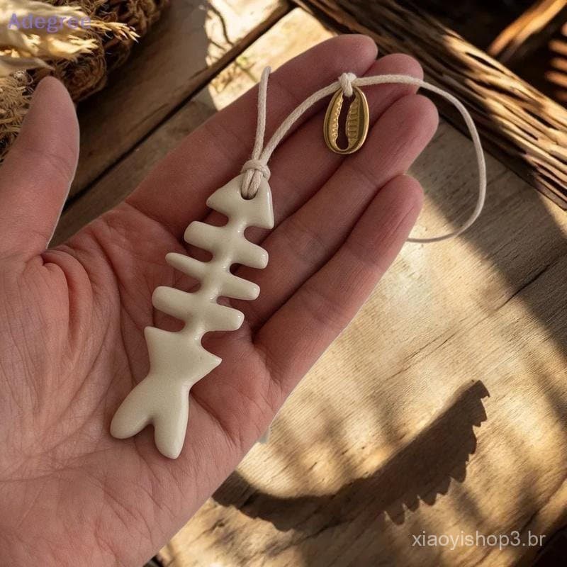 Adegree Oceano Série Branco Minimalista Peixe Osso Concha Pingente DIY Nelace Acessórios Presente Para Mulher Novo