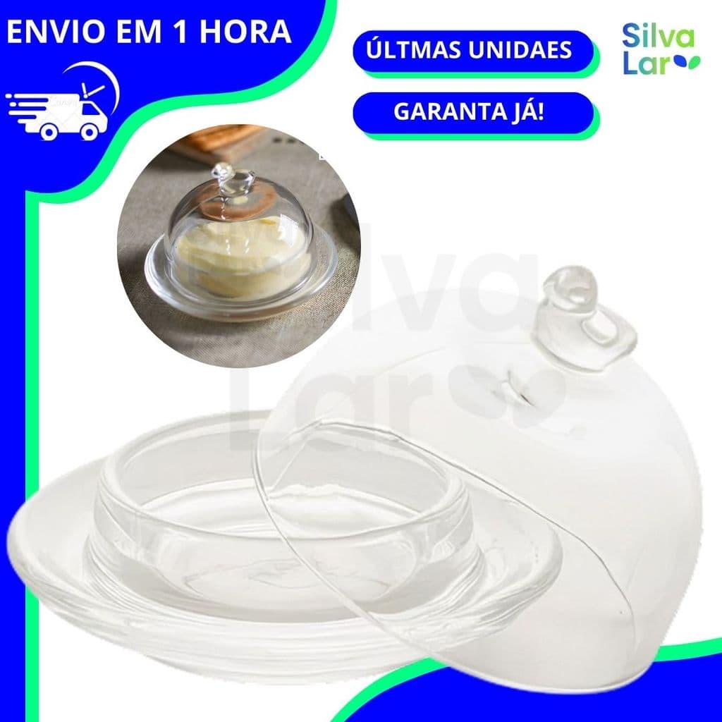 Manteigueira de Vidro com Tampa de Pássaro Passarinho 9,5x6,5cm Mesa Posta - Lyor