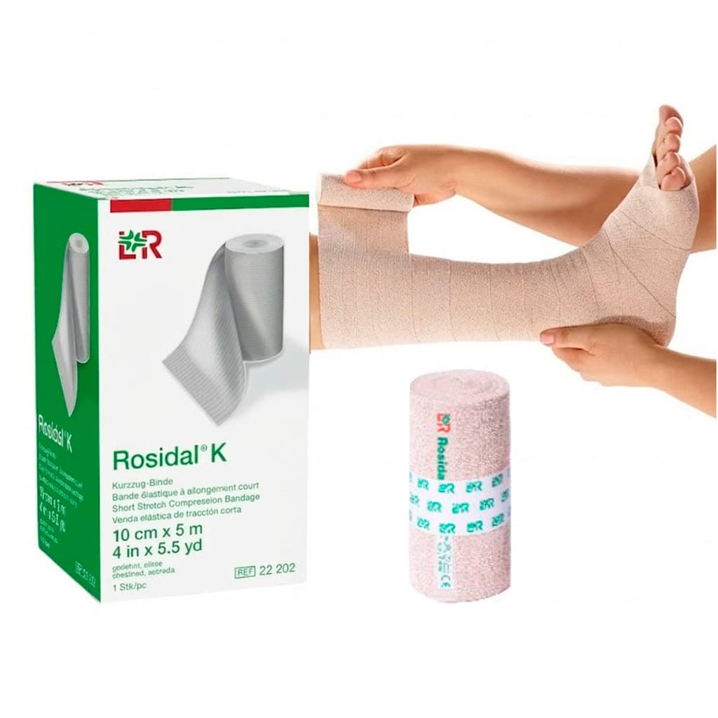 Bandagem Curto Estiramento Alta Comp Rosidal K 10cmX5m - 5un
