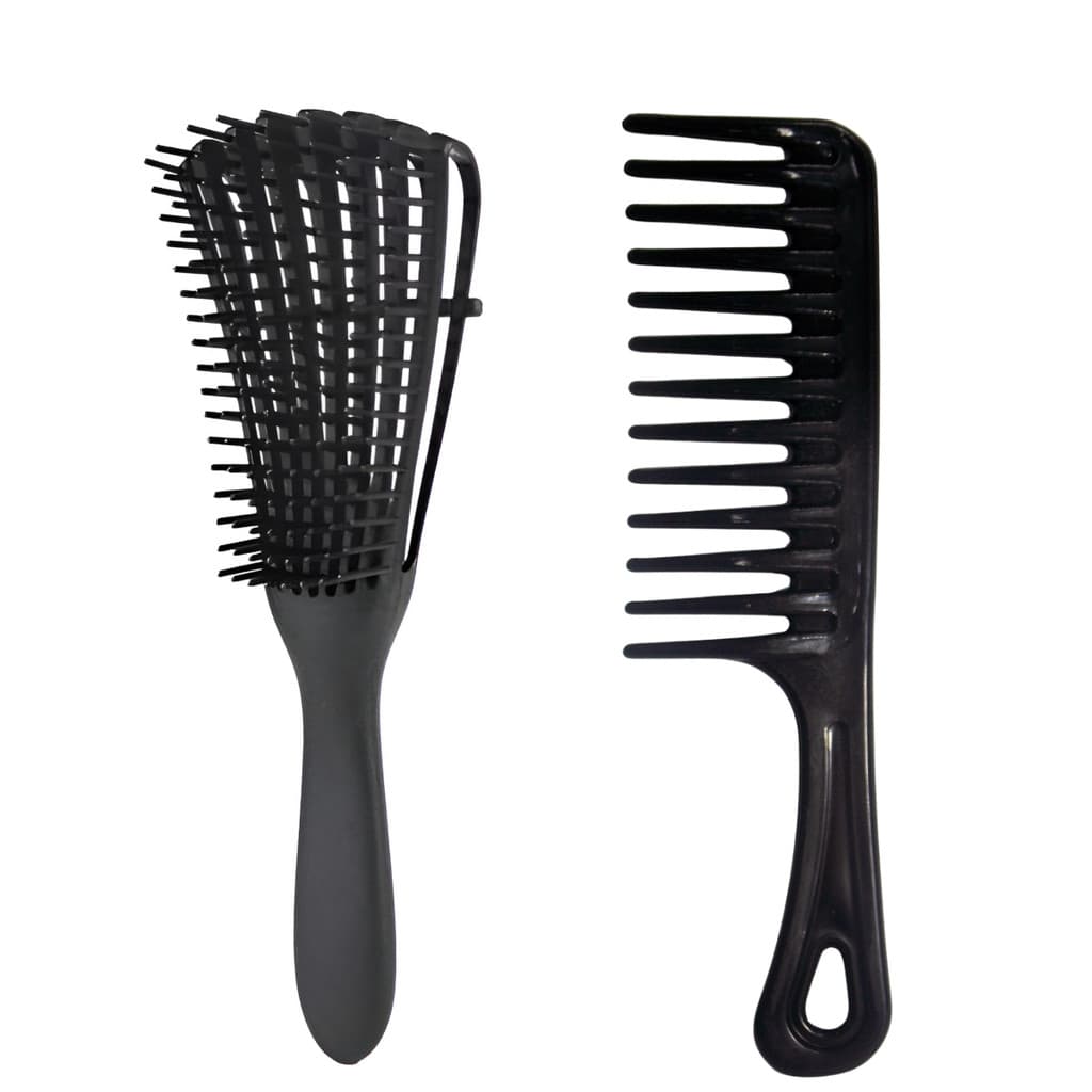 KIT ESCOVA POLVO E PENTÃO CABELOS CACHEADOS DESEBARAÇA CRESPOS