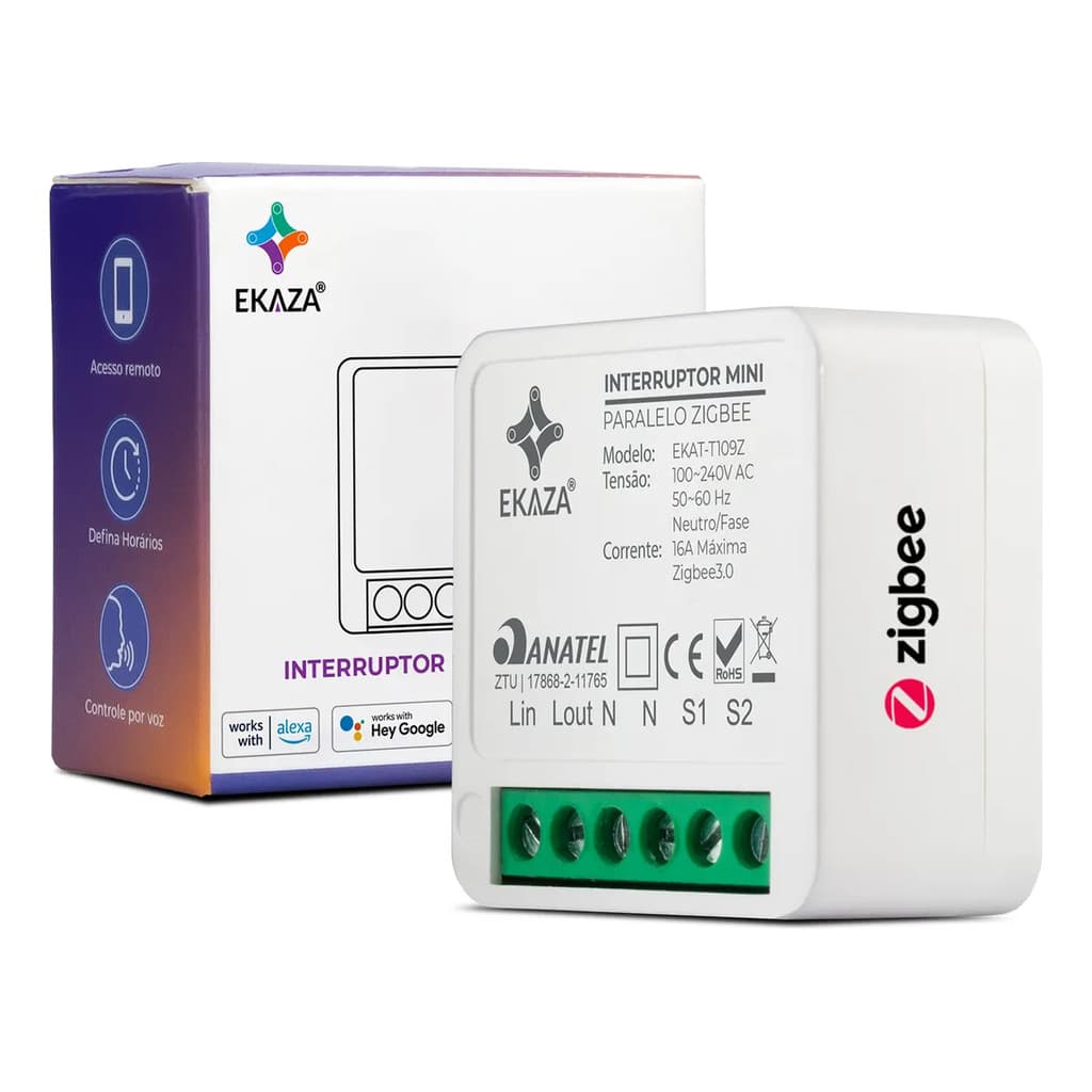 Interruptor Inteligente 16a Zigbee 1 Canal Mini Tuya Alexa Ekaza - EKAT-T109Z