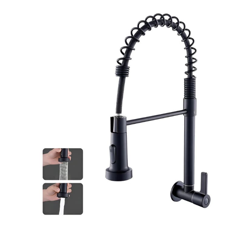 Torneira Pia De Gourmet de Balcão  Flexivel Cozinha Parede 2 Jatos Inox Acabamento Fosco Cor Preto