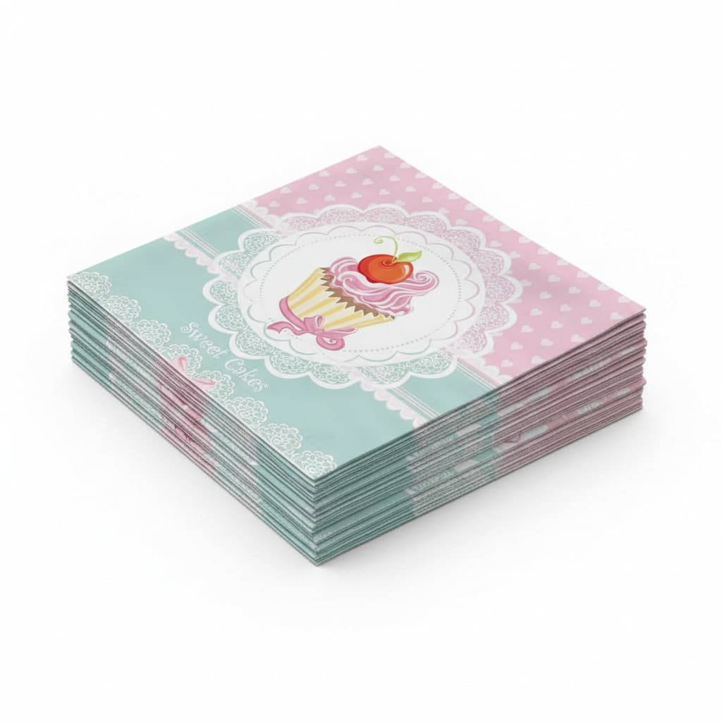 Kit 40 Guardanapo de Papel Decorado Duplo Cupcake 33cm