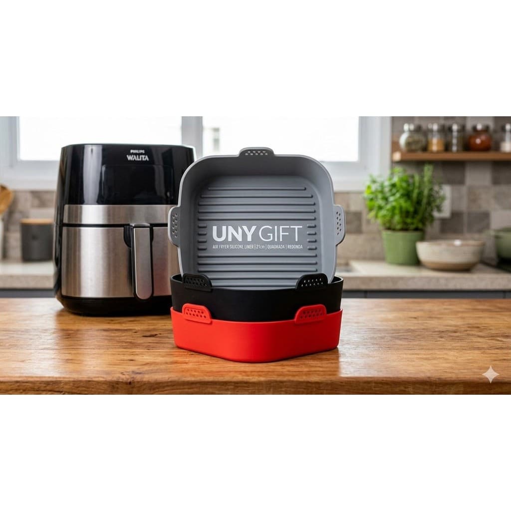 Forma silicone p/ air fryer quadrada c/1pç 20X20X5,5cm su231314