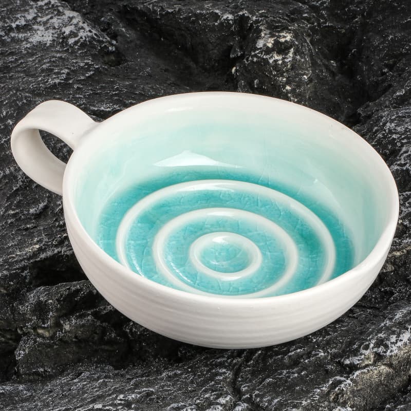 Tigela de barbear de cerâmica artesanal, gelo, Crack, esmalte, reparo de espuma, boca larga, copo de espuma de barbear m