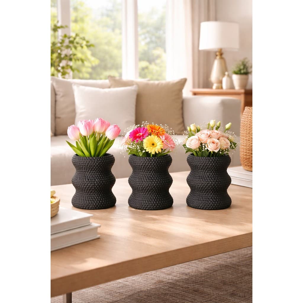 Kit 3 Vasos Decorativo Para Plantas Minimalista 10cm Moderno Elegante Lindos Para Quaro Sala Cozinha Banheiro Escritorio