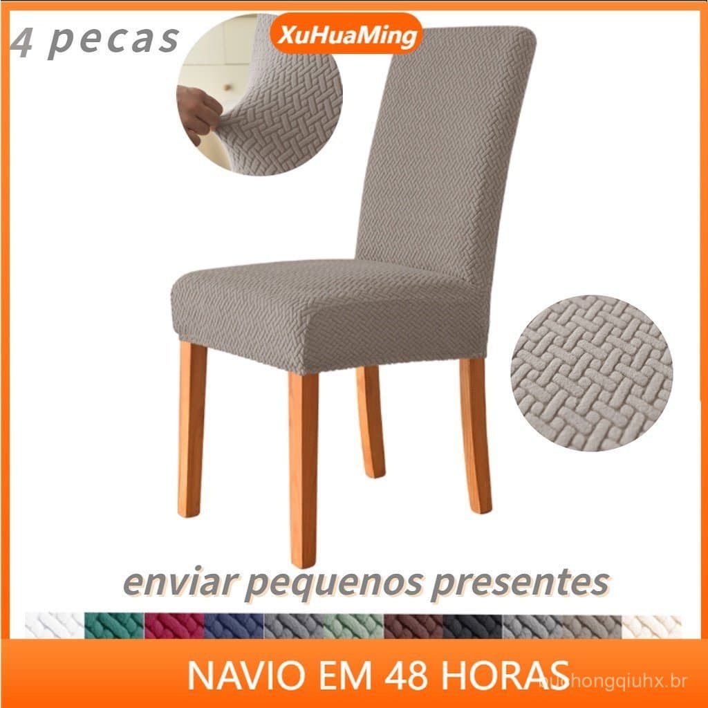 Kit 4 Capas De Cadeira Para Sala De Jantar , Capa Flexível , Protetor Removível Lavável