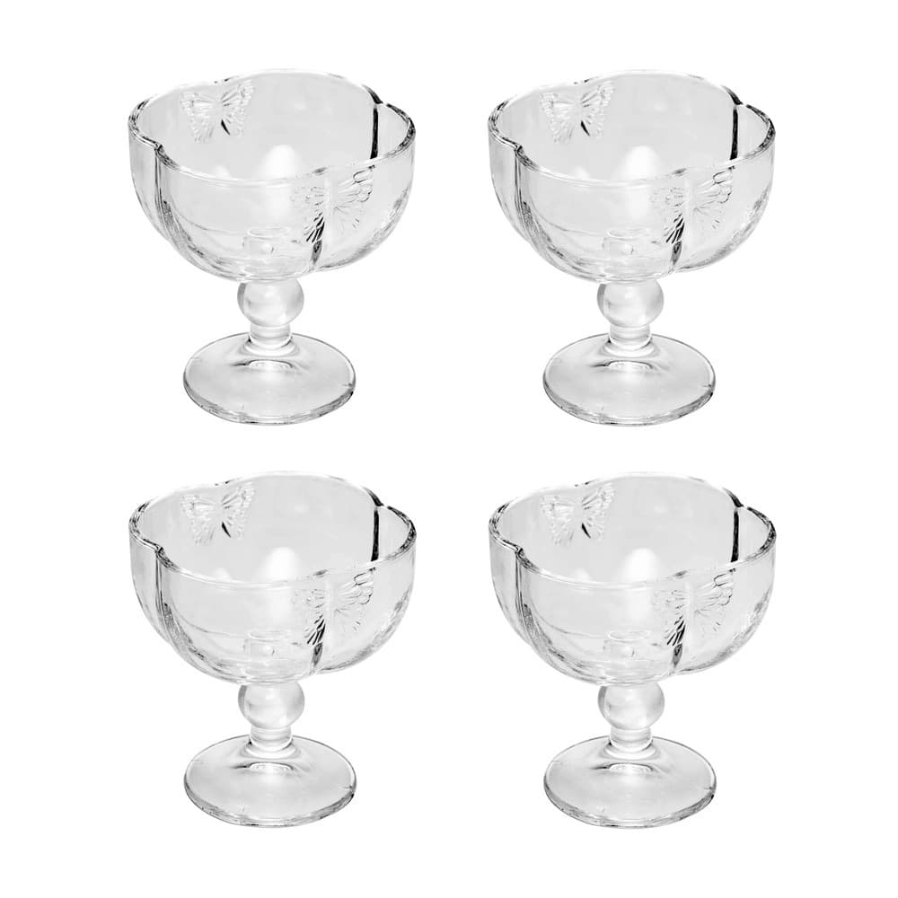 Cj 4 Taças de Vidro para Sobremesa Butterfly Transparente 200ml Wolff