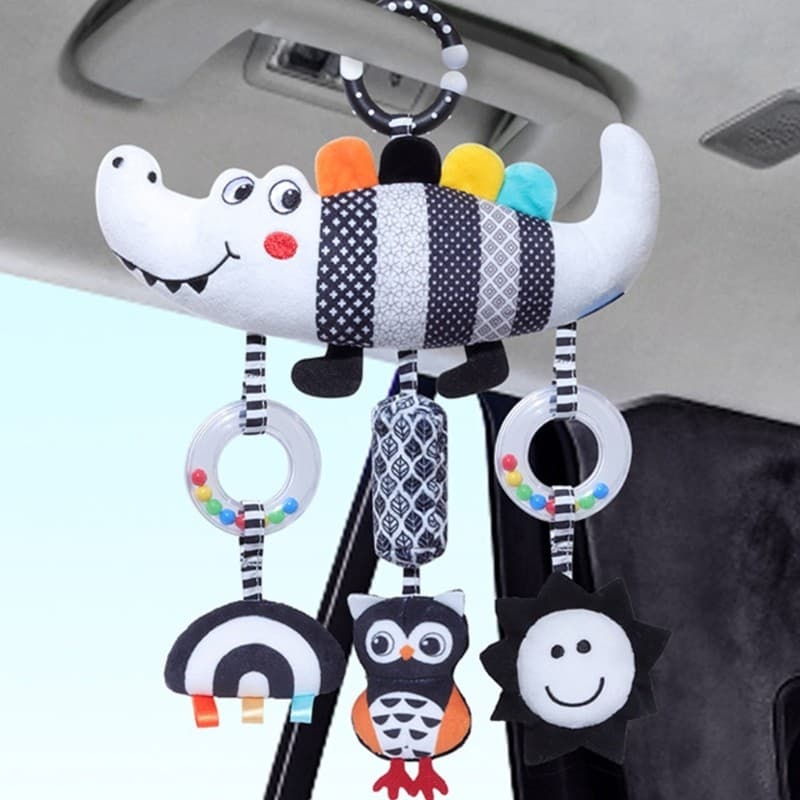 * Portátil Preto Branco Pelúcia Móvel Para Recém-Nascidos Berço Carrinho Jogo Sensorial
