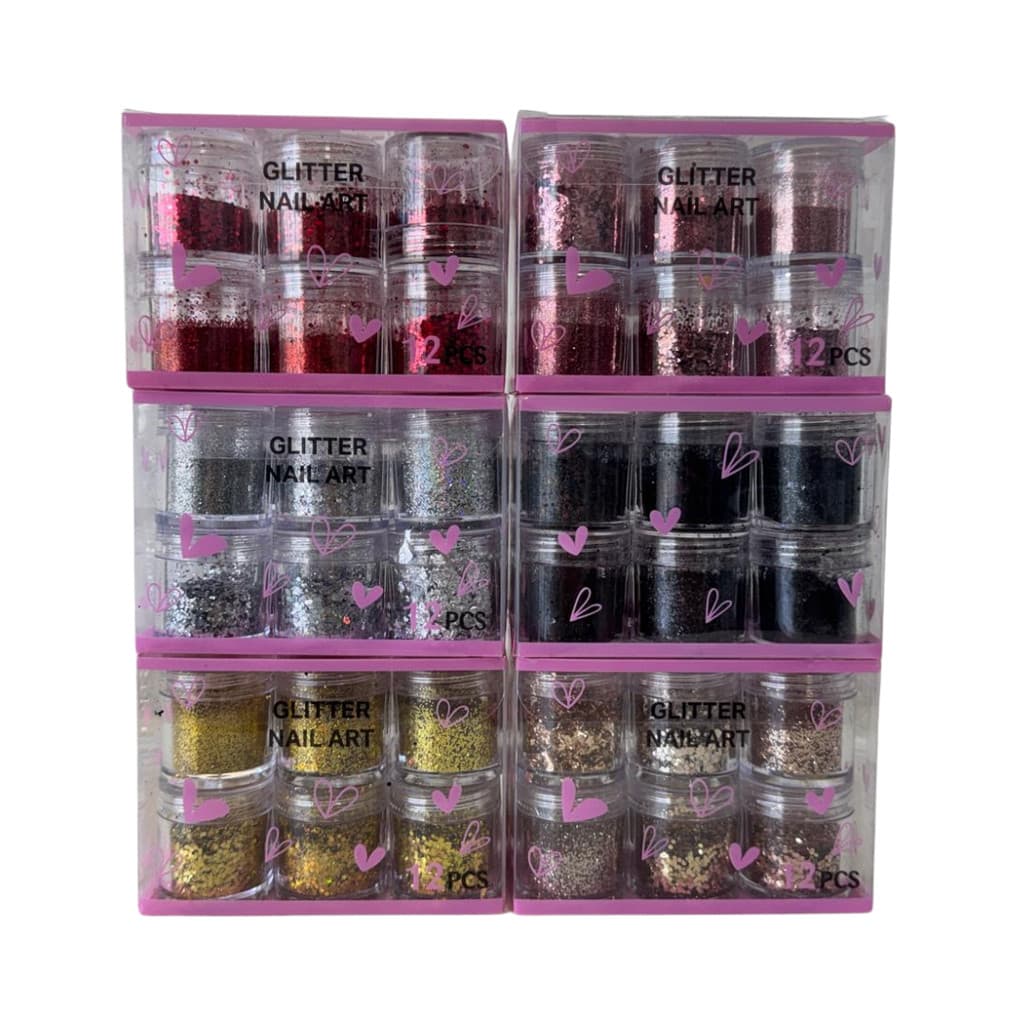 KIT GLITTER NAIL ART 12 UN