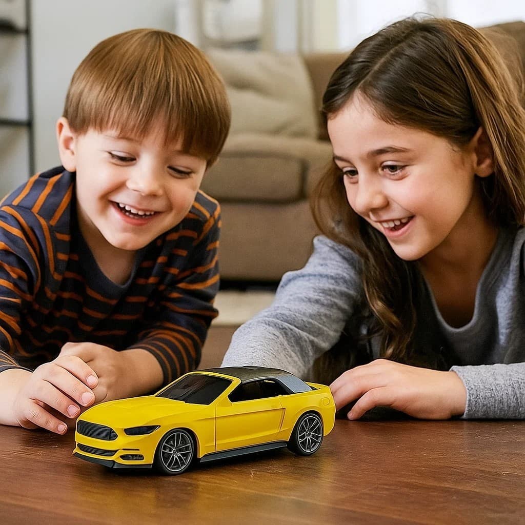 Carrinho Brinquedo Infantil Esportivo Amarelo Capô Aberto Rodas Presente Menino Veículo