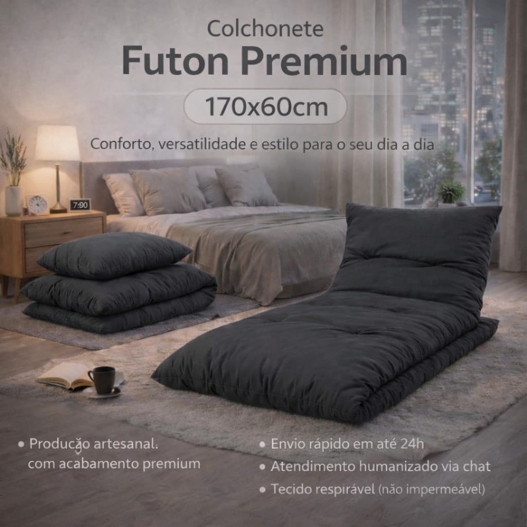 Colchonete Futon 170X60 Solteiro Dobrável Enrolável Ideal Para Acampamento !