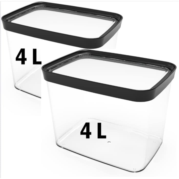 Potes Herméticos para Mantimentos Helsim- 4 Litros Transparente, Kit 2 Unidades