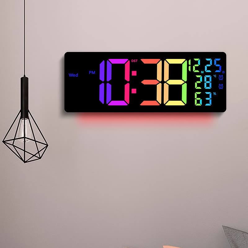 R RGB Display sala de estar despertador mágico relógio de parede multifuncional mudança de cor LED tamanho grande