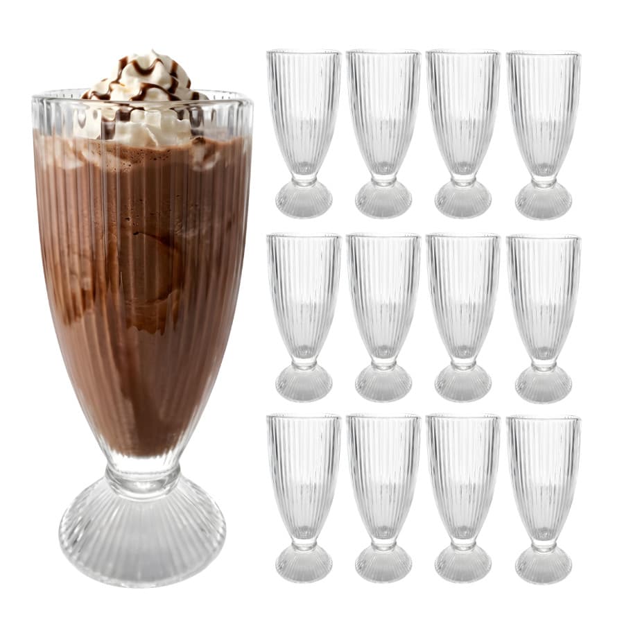 Jogo 12 Taças De Vidro Sorvete Milk Shake Grafiatto Versalhes Sobremesas 380ml