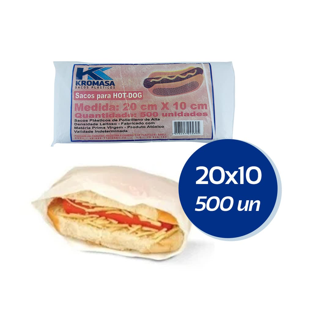Saco Para Cachorro Quente Hot Dog 20x10 C/500 Lanchonete Delivery