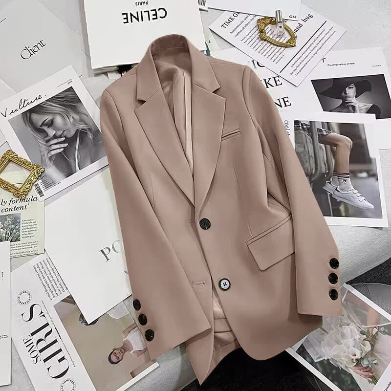 Jaqueta cáqui para meninas novo estilo pequeno Casual solto terno Top