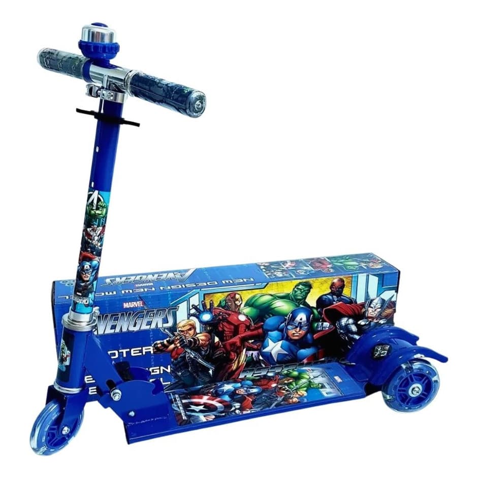 Patinete Infantil Marvel Vingadores 3 Rodas - Estrutura de Metal e Altura Ajustável