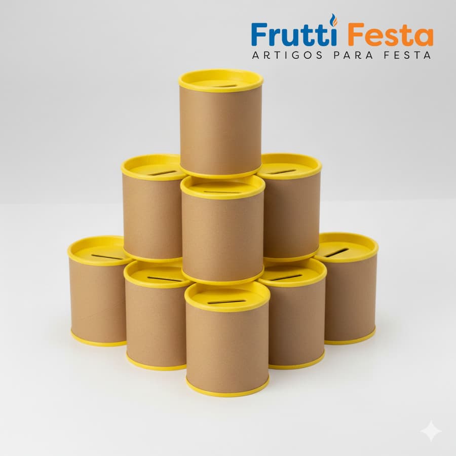 10 MINI COFRINHO DE PAPELAO 7X6 AMARELO - Cofres e Cofrinho para Lembrancinhas