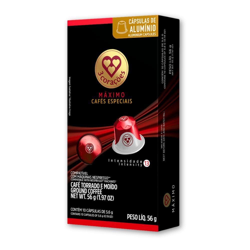 10 Cápsulas Café Nespresso Máxima 3 Corações