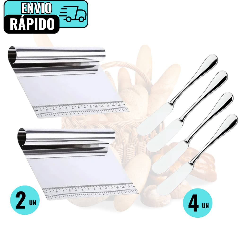 Kit 4 Espátulas De Manteiga 2 Espátulas Cortadoras Aço Inox Premium Para Legumes Geleias Massas