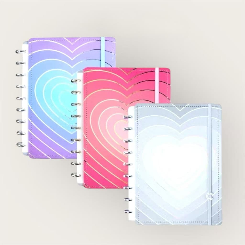 Caderno Inteligente  Capa Dura Com  Coração Disco 10/11 B5/A4 de 80 Folhas GRANDE