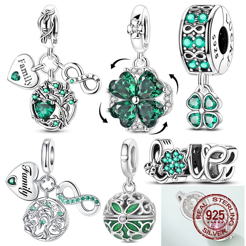 Encantos Árvore Verde Da Vida Charme Encantador 925 Prata Família Aberto Pano Cabide Caber Pulseira Jóias Originais
