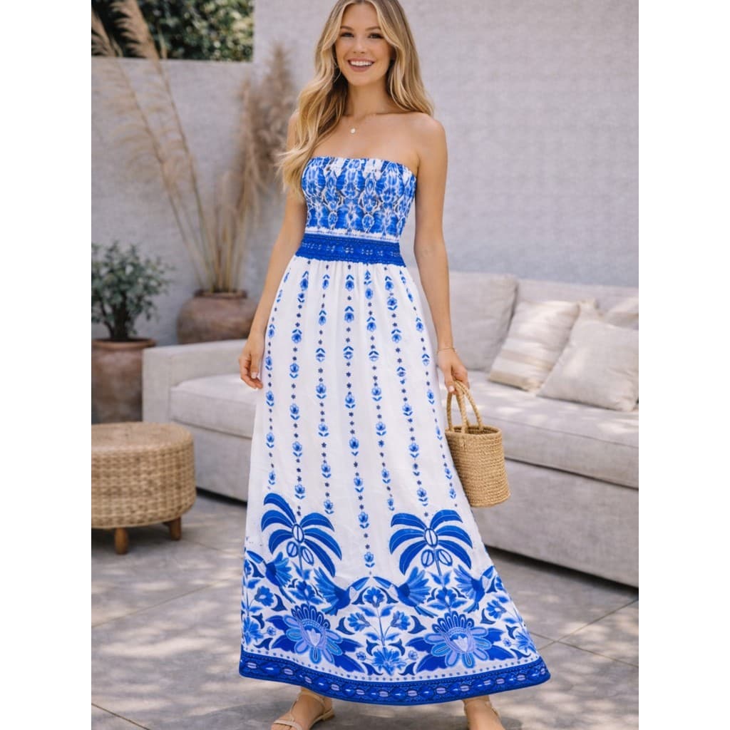 Vestido Longo Tomara que Caia Estampado Boho Chic Feminino