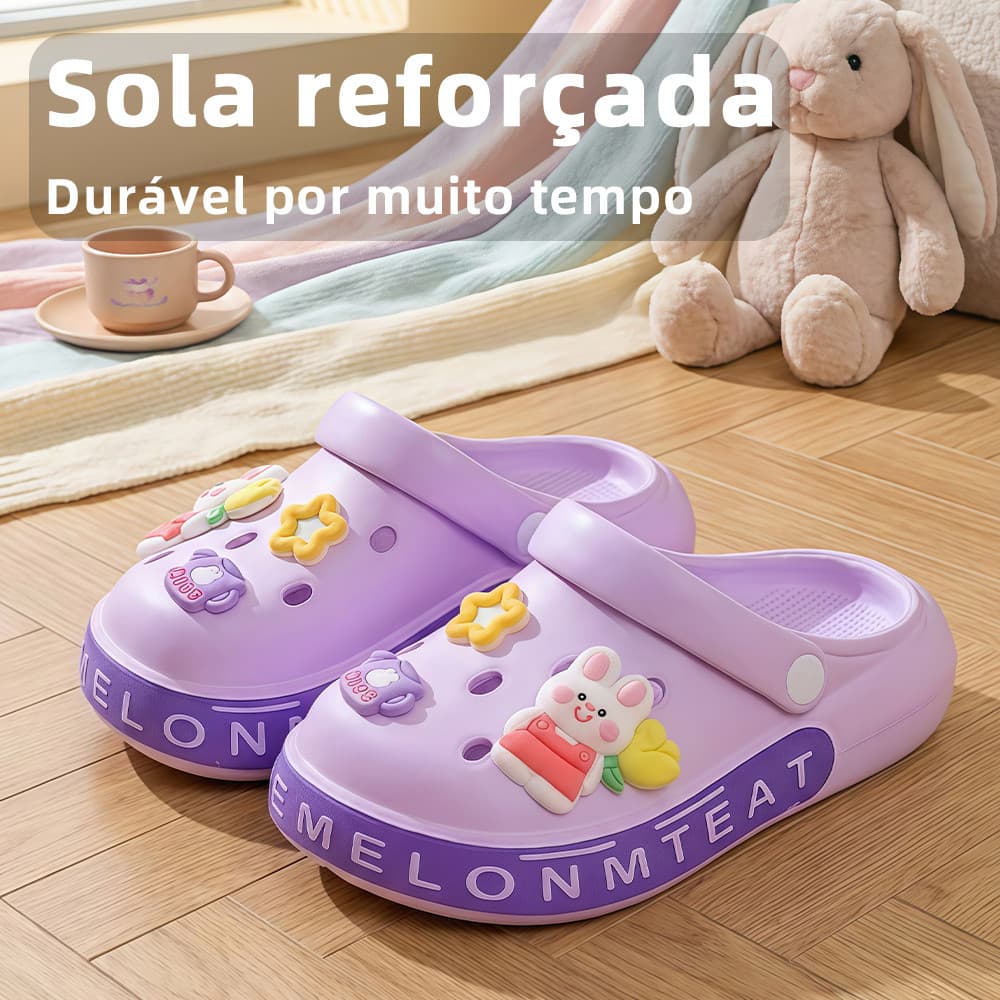 Sandália Infantil Babuche feminina EVA leve macio enfeites trocáveis antiderrapante vários modelos para atividades