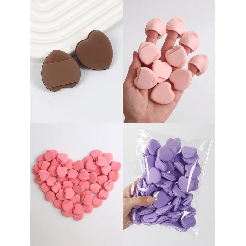 50 Mini Almofadas De Dedo Almofada De Ar Em Pó , Esponja Mista Sem Látex E Sopro Cosmético É Usado Para Base Líquida