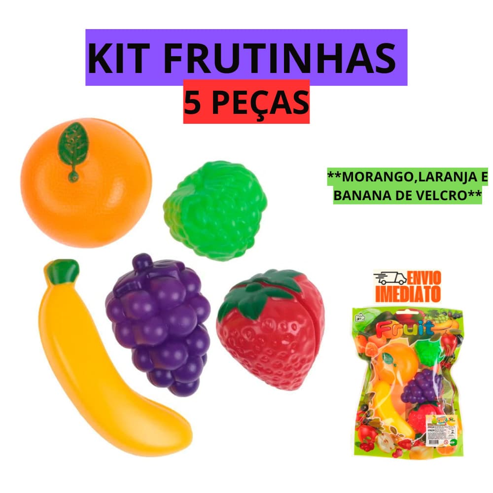 Kit Frutinhas de Brinquedo com Velcro 5 Peças – Brinquedo Educativo para Faz de Conta