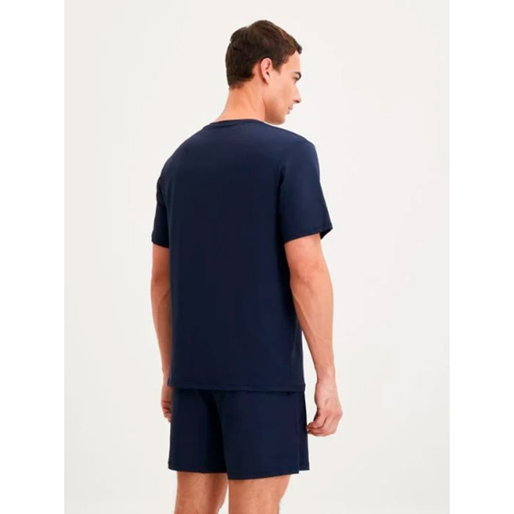 Pijama Masculino De Algodão Liso Básico Short E Camiseta