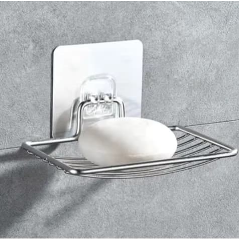 Saboneteira Prata de Inox com Adesivo Sem Furo Fixação Forte Resistente