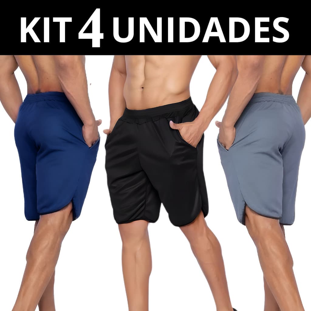 Kit com 4 shorts bermudas masculina street Fitness para academia futebol esporte atividade física