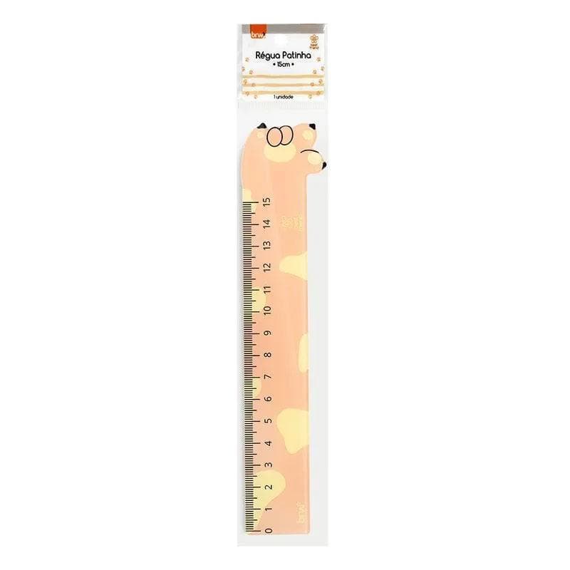 Régua Plástica Patinha 15cm Laranja Claro - BRW