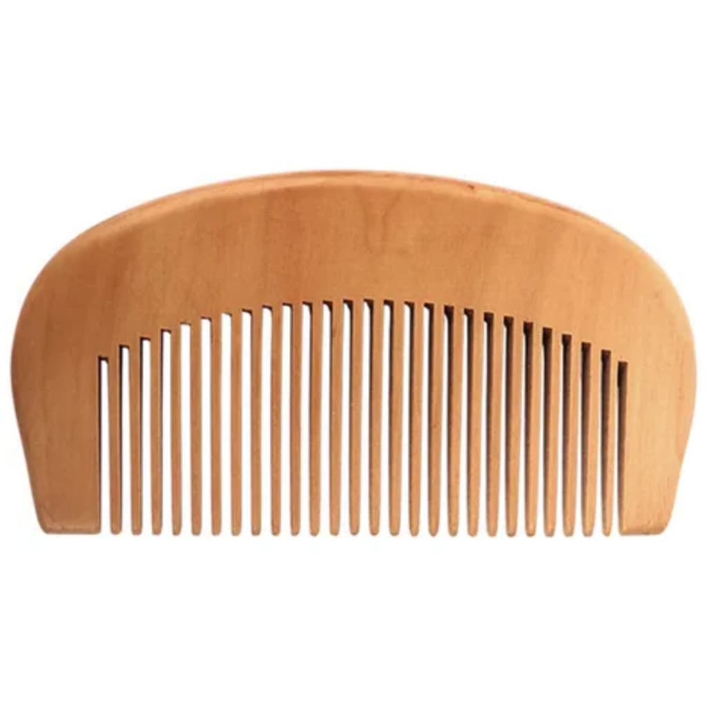 PENTE DE MADEIRA P/ BARBA E BIGODE CURVO CLÁSSICO MEIA LUA ANT FRIZZ MASCULINO BARBEARIA PREMIUM