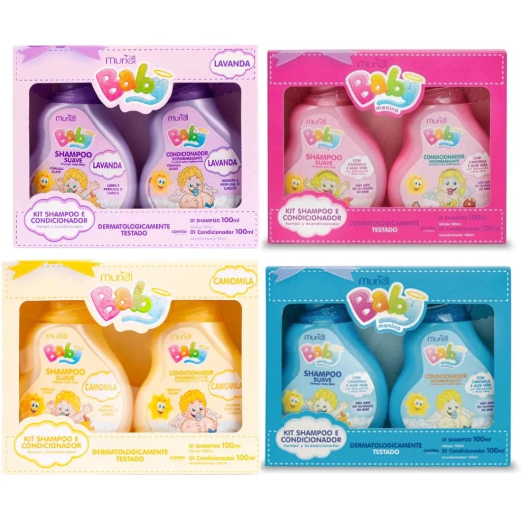 Kit Shampoo + Condicionador Baby Muriel 100ml - Linha Infantil, Maciez e Hidratação