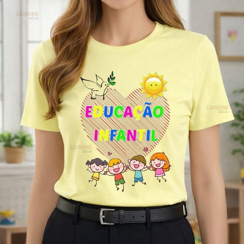 Blusa Tshirt Feminina, CORAÇÃO Educação infantil, Colorida, inclusão, autismo, escola, blusa personalizada