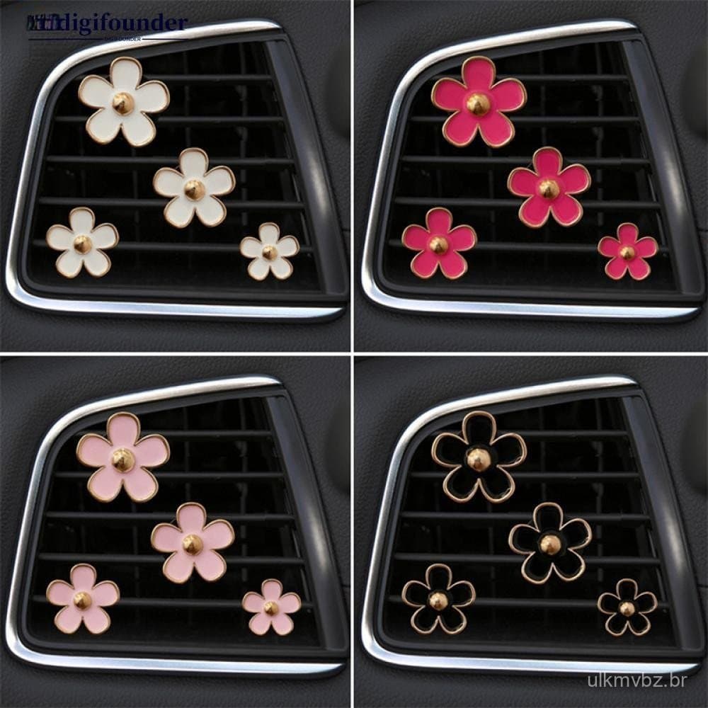 4pcs/conjunto Clipe de Perfume para Saída de Ar do Carro Aromatizador Fragrância de Ar Condicionado Pequena Margarida