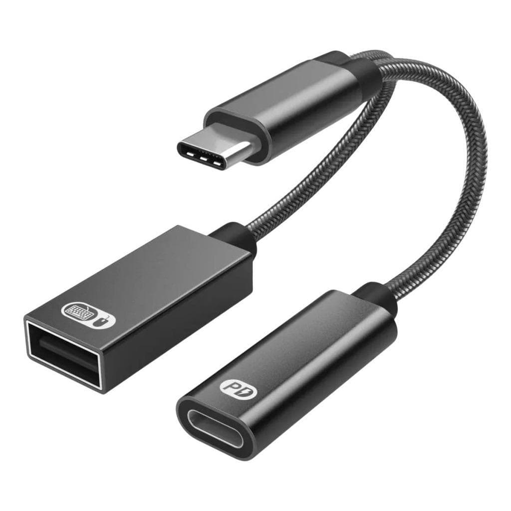 Adaptador Carregador  Usb 2em1  Otg  Preto