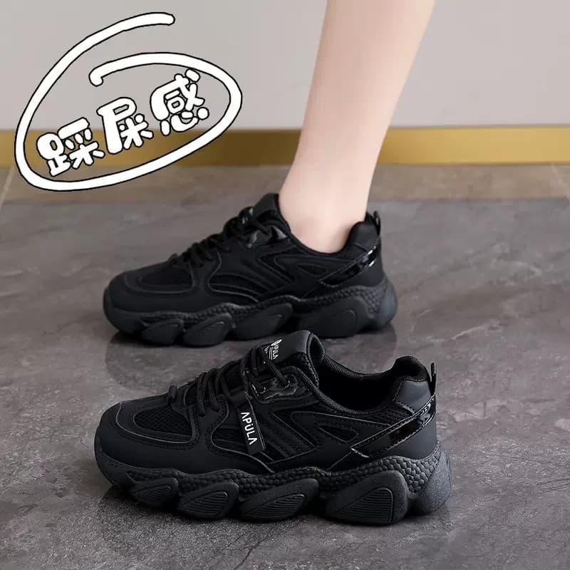 Coco sapatos femininos 2025 inverno novo estilo trabalho correndo papai sapatos merda-piso malha respirável tênis femini
