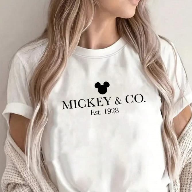 camiseta feminina mickey & CO branco de algodão premium