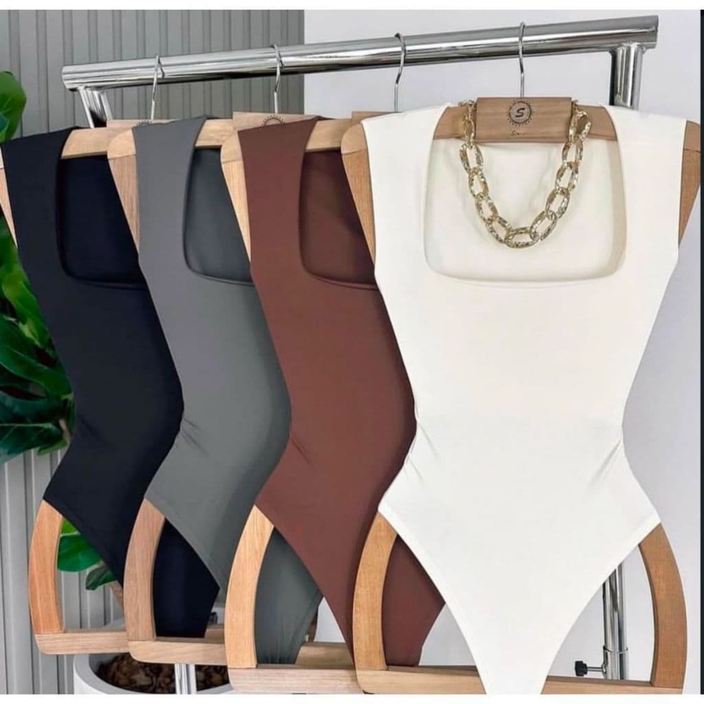 Body Collant Feminino Decote Quadrado  Alça Grossa Tecido Suplex Elegante Moda Básica 2026