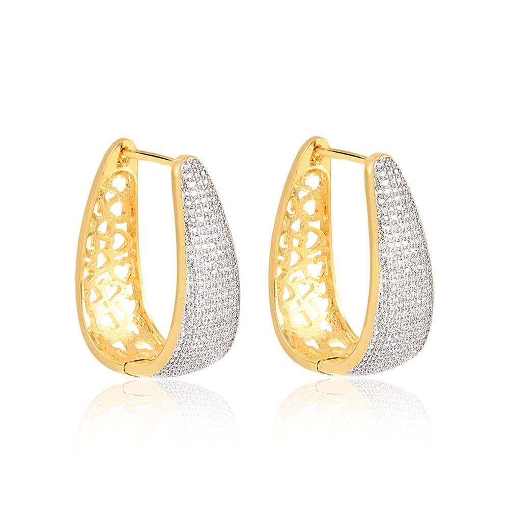 Brinco Argola Oval Cravejada