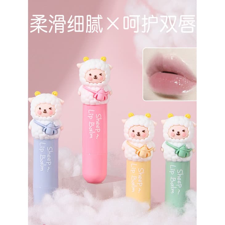 Bálsamo labial infantil Little Sheep hidratante hidratante hidratante Anti-rachaduras desbota linhas labiais incolor men