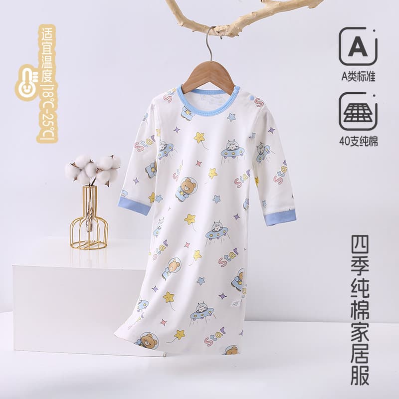 Bebê desossado camisola de algodão puro manga comprida camisola roupas para casa pijamas recém-nascidos roupas de ar con