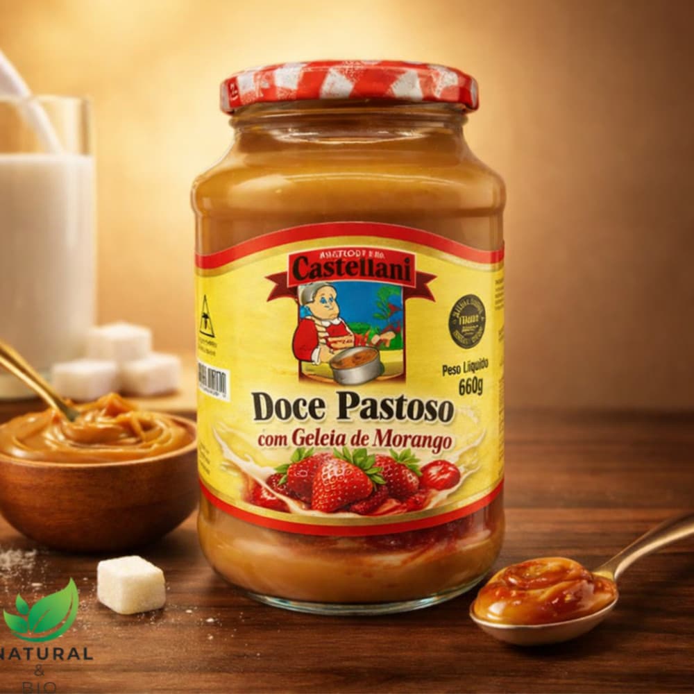 Doce de Leite Cremoso Com Geleia de Morango 680g Castellani Doce Pastoso Envio Imediato
