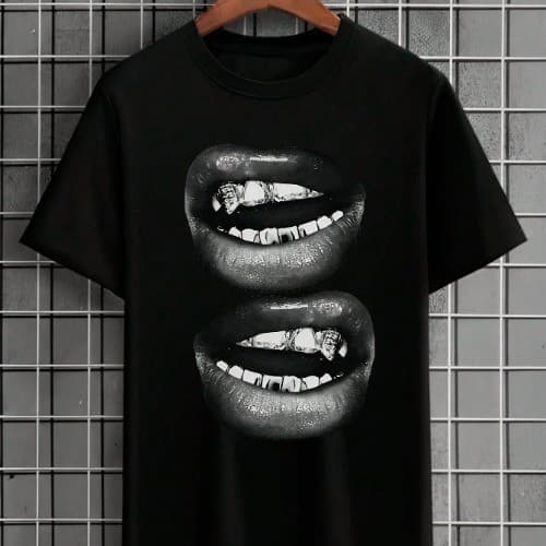 Camiseta Masculina Streetwear Bocas 100% Algodão Unissex