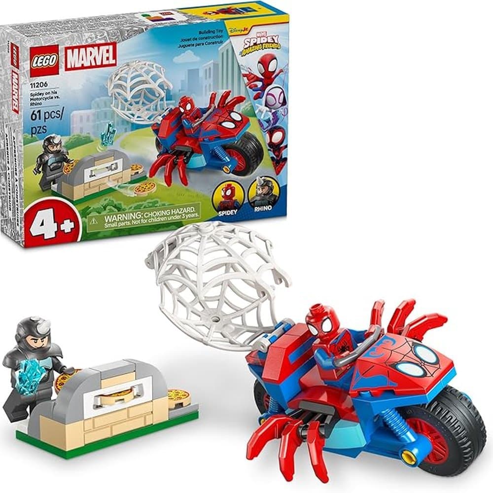 LEGO  Marvel Spidey e seus Amigos Espetaculares Spidey em sua Motocicleta vs. Rhino 11206